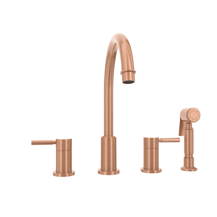 Two-Handles Copper Widespread Kitchen Faucet with Side Sprayer - AK96866