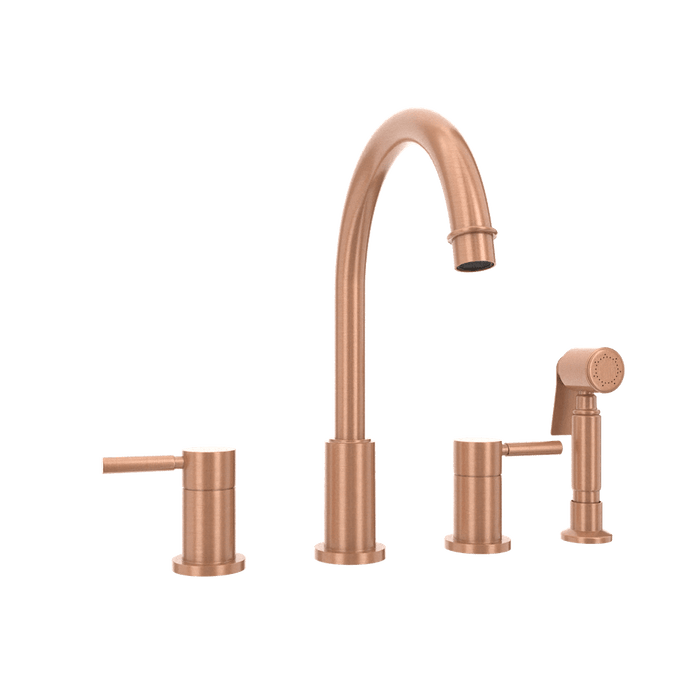 Two-Handles Copper Widespread Kitchen Faucet with Side Sprayer - AK96866