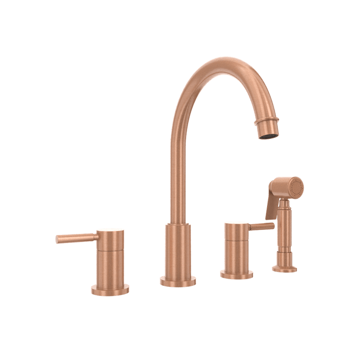 Two-Handles Copper Widespread Kitchen Faucet with Side Sprayer - AK96866