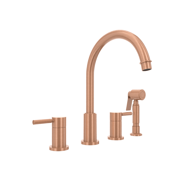 Two-Handles Copper Widespread Kitchen Faucet with Side Sprayer - AK96866