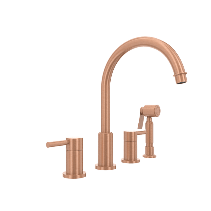 Two-Handles Copper Widespread Kitchen Faucet with Side Sprayer - AK96866