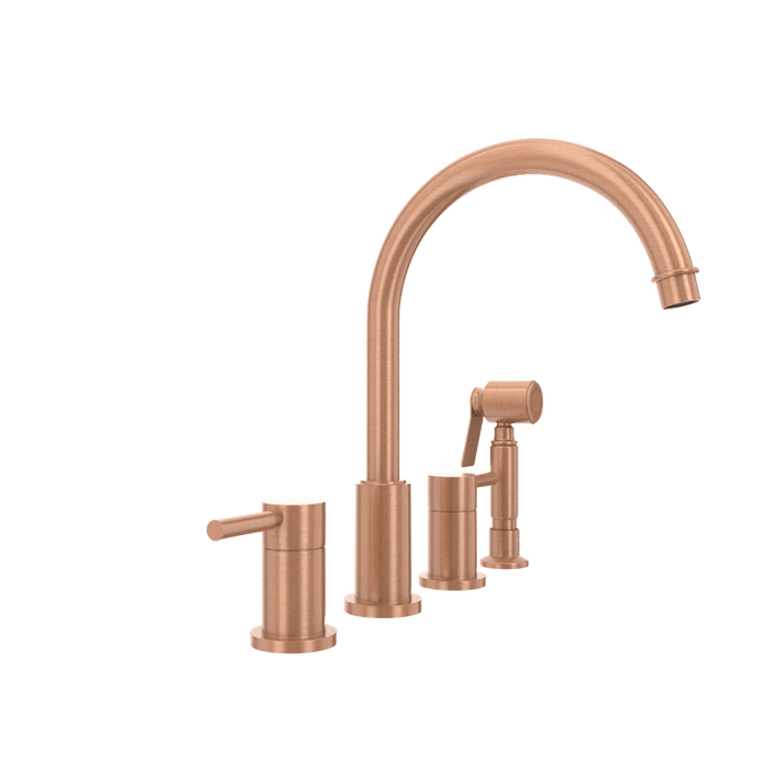 Two-Handles Copper Widespread Kitchen Faucet with Side Sprayer - AK96866