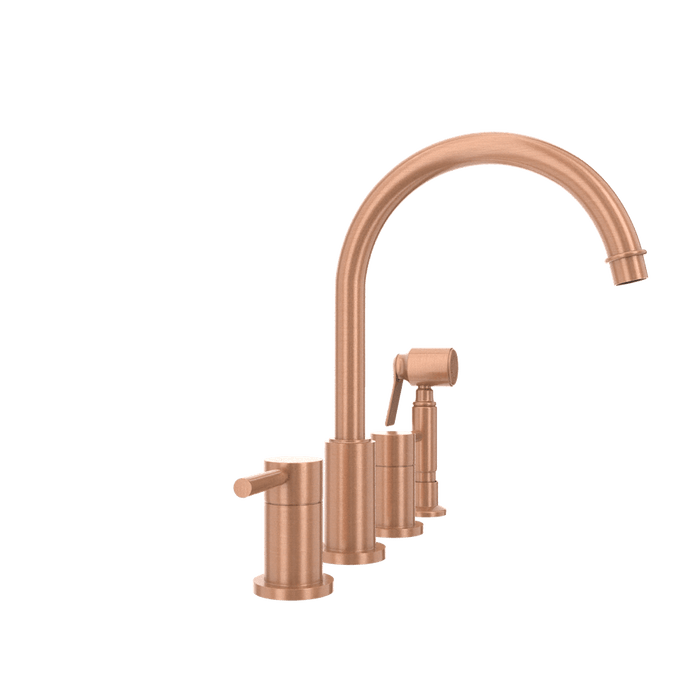 Two-Handles Copper Widespread Kitchen Faucet with Side Sprayer - AK96866