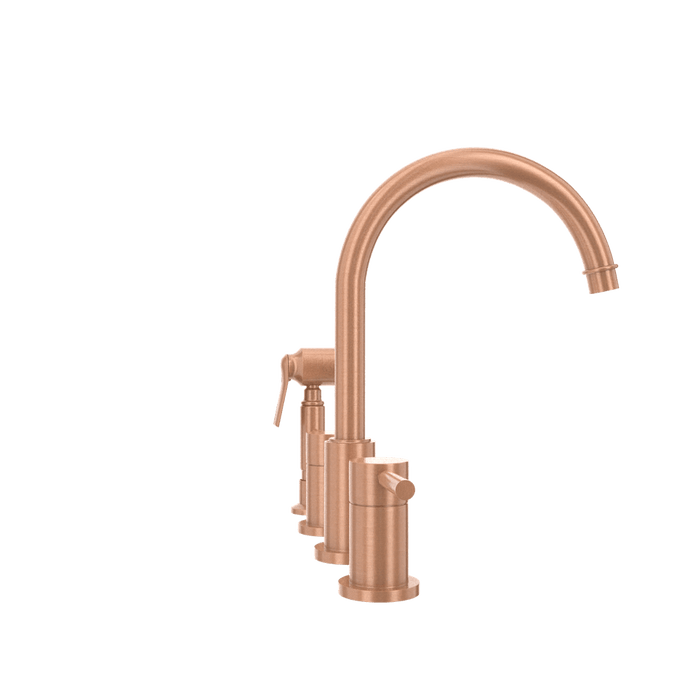 Two-Handles Copper Widespread Kitchen Faucet with Side Sprayer - AK96866