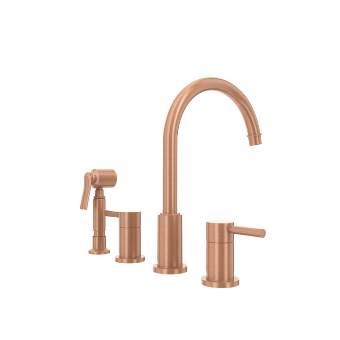 Two-Handles Copper Widespread Kitchen Faucet with Side Sprayer - AK96866