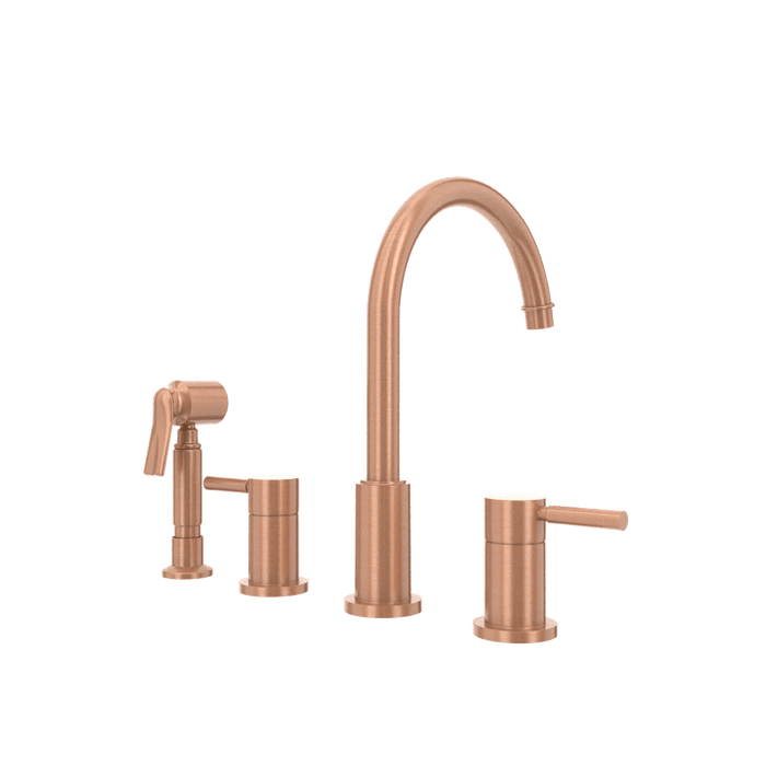 Two-Handles Copper Widespread Kitchen Faucet with Side Sprayer - AK96866