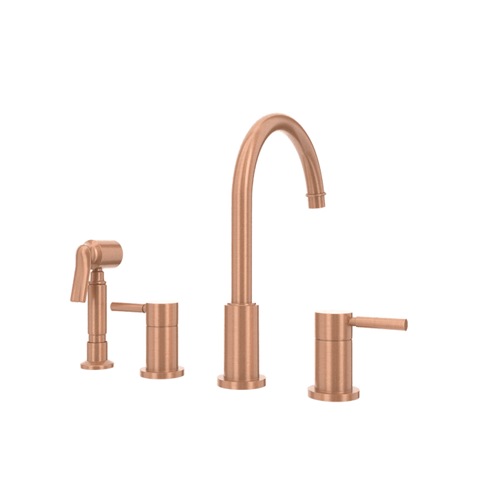 Two-Handles Copper Widespread Kitchen Faucet with Side Sprayer - AK96866