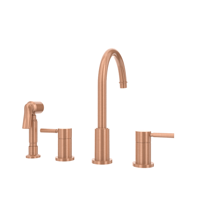 Two-Handles Copper Widespread Kitchen Faucet with Side Sprayer - AK96866