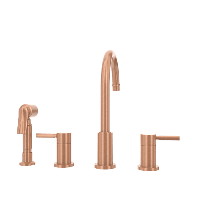 Two-Handles Copper Widespread Kitchen Faucet with Side Sprayer - AK96866