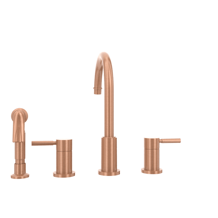 Two-Handles Copper Widespread Kitchen Faucet with Side Sprayer - AK96866
