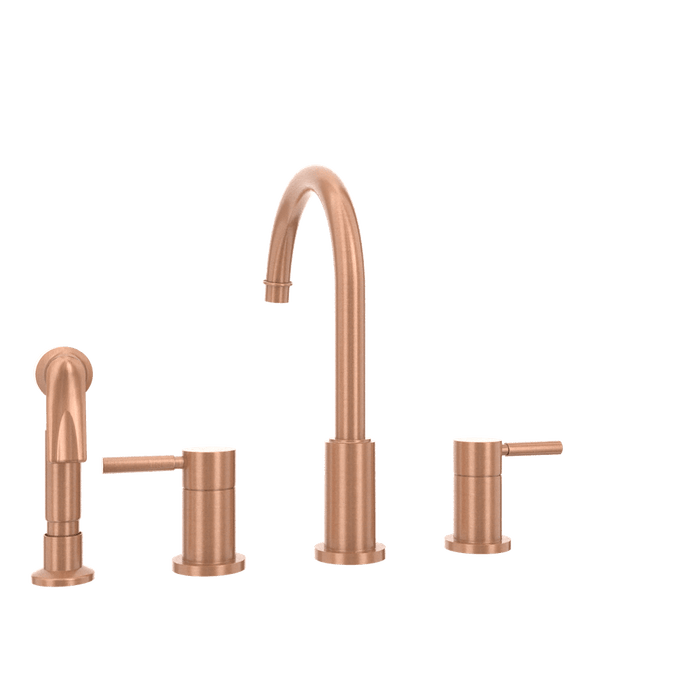Two-Handles Copper Widespread Kitchen Faucet with Side Sprayer - AK96866