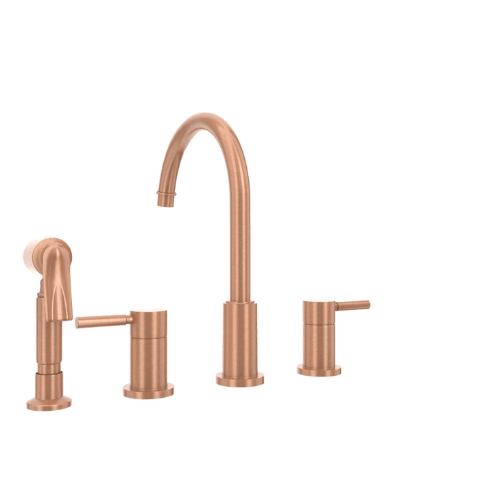 Two-Handles Copper Widespread Kitchen Faucet with Side Sprayer - AK96866