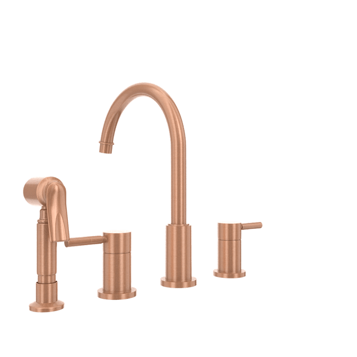 Two-Handles Copper Widespread Kitchen Faucet with Side Sprayer - AK96866