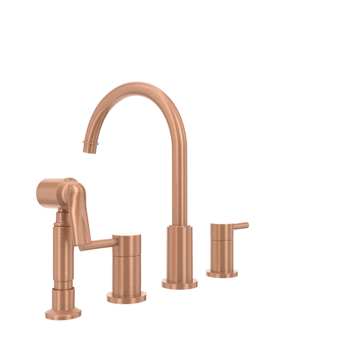 Two-Handles Copper Widespread Kitchen Faucet with Side Sprayer - AK96866