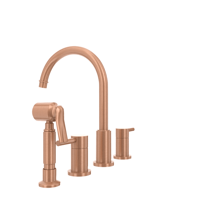 Two-Handles Copper Widespread Kitchen Faucet with Side Sprayer - AK96866