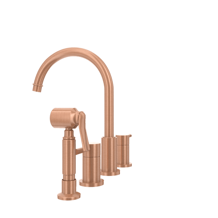 Two-Handles Copper Widespread Kitchen Faucet with Side Sprayer - AK96866