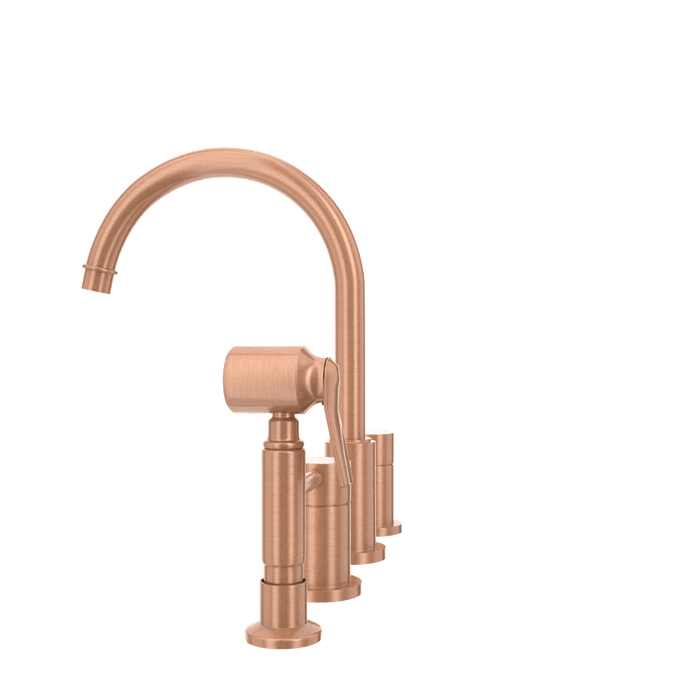 Two-Handles Copper Widespread Kitchen Faucet with Side Sprayer - AK96866