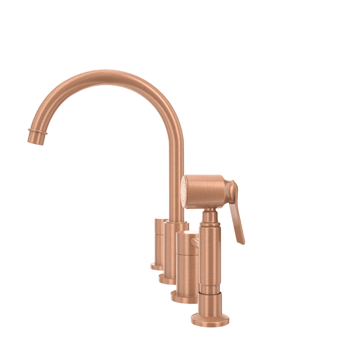 Two-Handles Copper Widespread Kitchen Faucet with Side Sprayer - AK96866