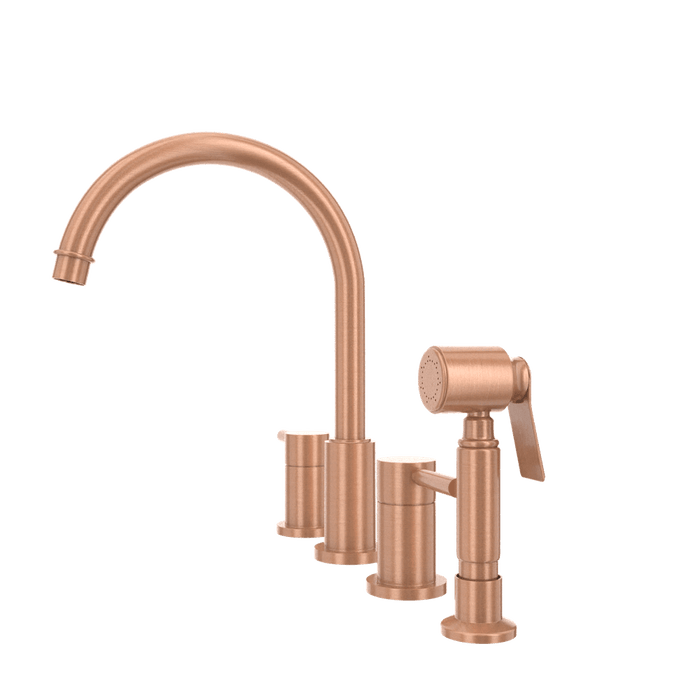 Two-Handles Copper Widespread Kitchen Faucet with Side Sprayer - AK96866