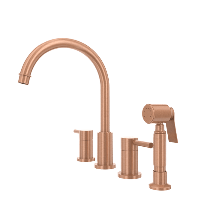 Two-Handles Copper Widespread Kitchen Faucet with Side Sprayer - AK96866