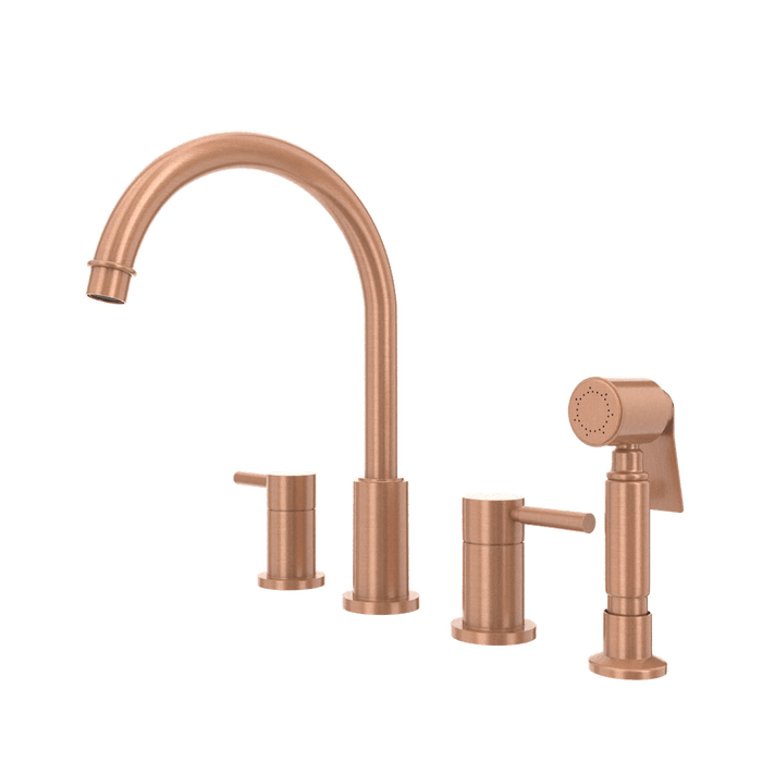 Two-Handles Copper Widespread Kitchen Faucet with Side Sprayer - AK96866