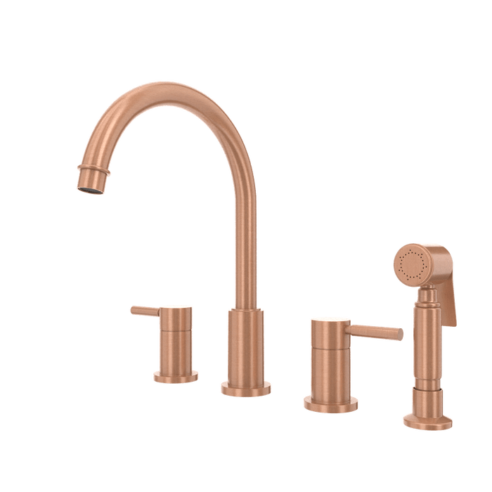 Two-Handles Copper Widespread Kitchen Faucet with Side Sprayer - AK96866