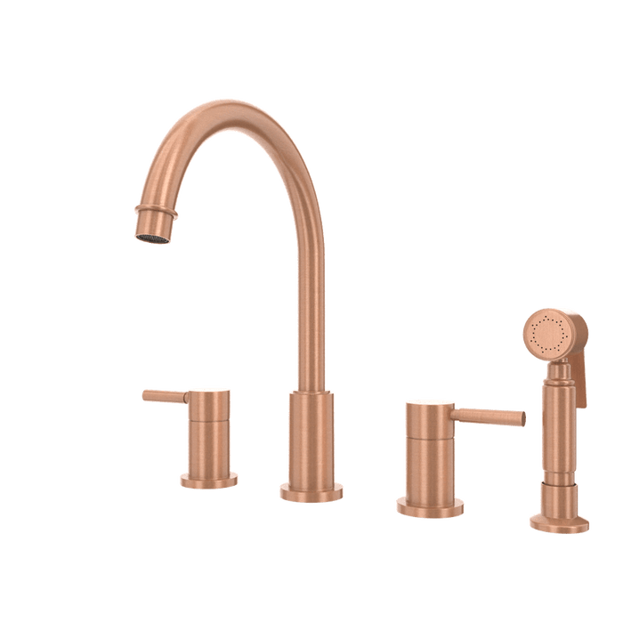Two-Handles Copper Widespread Kitchen Faucet with Side Sprayer - AK96866