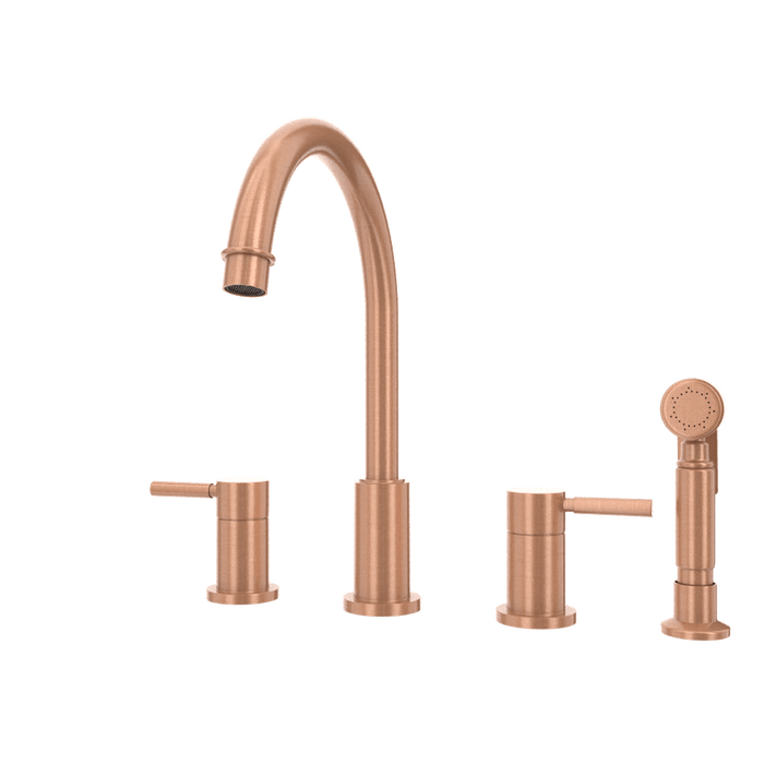Two-Handles Copper Widespread Kitchen Faucet with Side Sprayer - AK96866