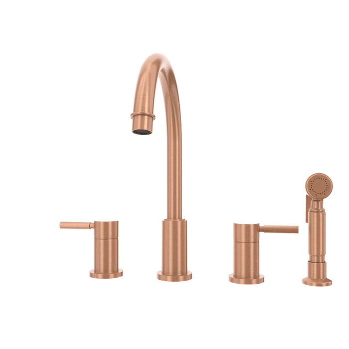Two-Handles Copper Widespread Kitchen Faucet with Side Sprayer - AK96866