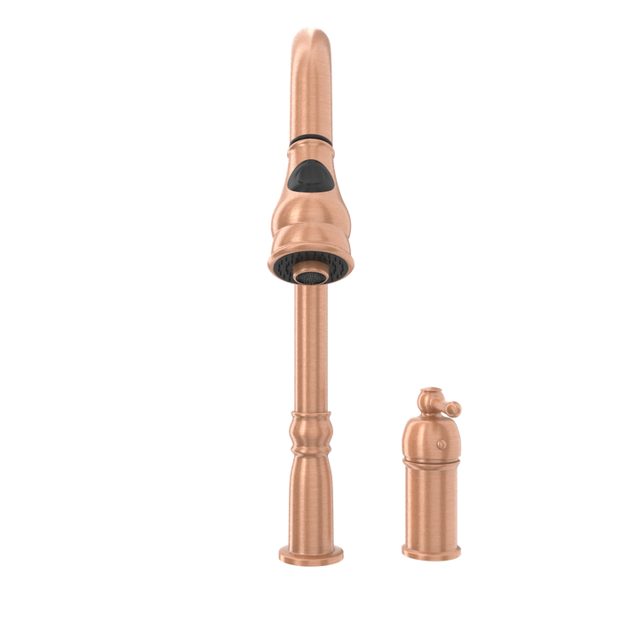 Copper Pull Out Kitchen Faucet with in-Deck Handle, Single Level Solid Brass Kitchen Sink Faucets with Pull Down Sprayer-AK97918