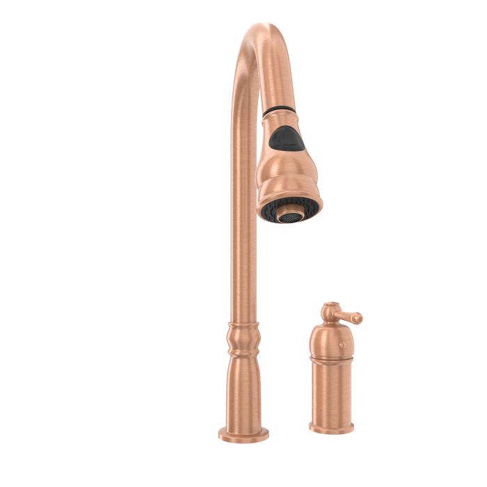 Copper Pull Out Kitchen Faucet with in-Deck Handle, Single Level Solid Brass Kitchen Sink Faucets with Pull Down Sprayer-AK97918