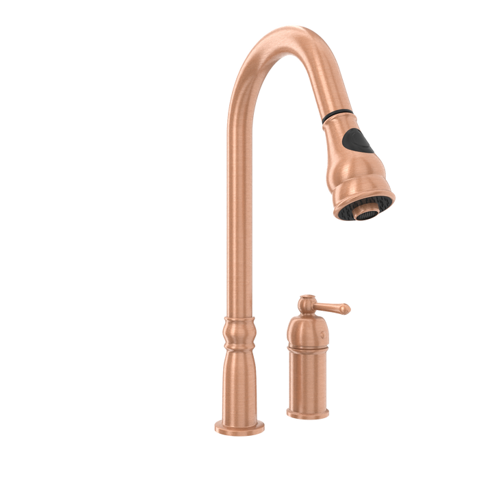 Copper Pull Out Kitchen Faucet with in-Deck Handle, Single Level Solid Brass Kitchen Sink Faucets with Pull Down Sprayer-AK97918