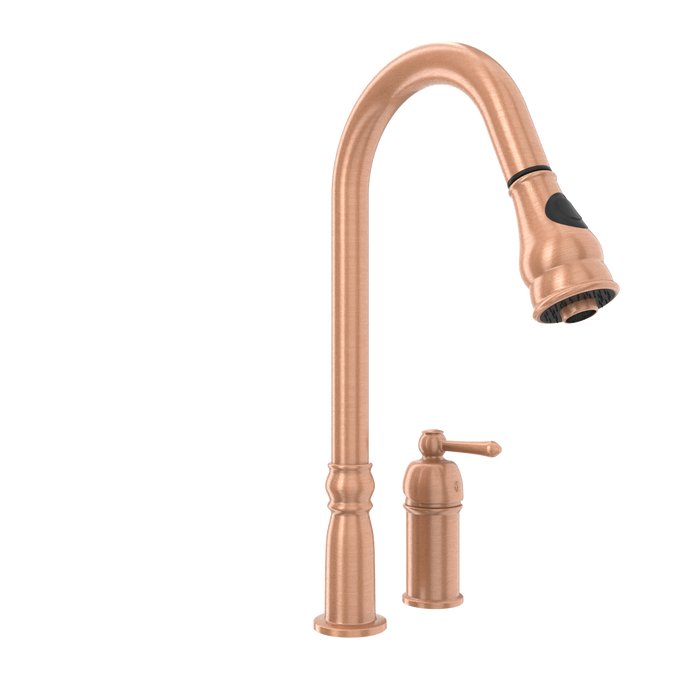 Copper Pull Out Kitchen Faucet with in-Deck Handle, Single Level Solid Brass Kitchen Sink Faucets with Pull Down Sprayer-AK97918