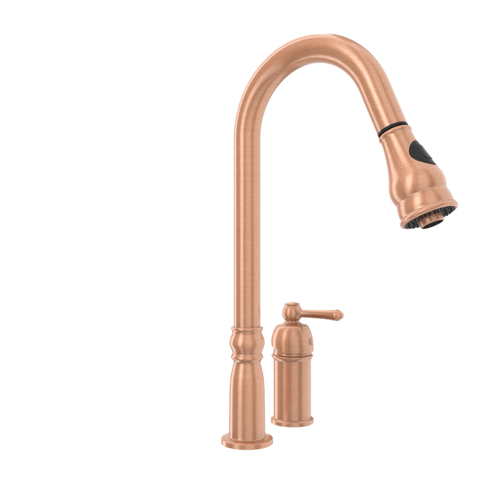 Copper Pull Out Kitchen Faucet with in-Deck Handle, Single Level Solid Brass Kitchen Sink Faucets with Pull Down Sprayer-AK97918
