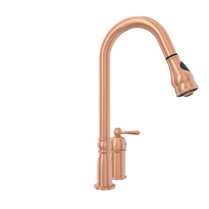 Copper Pull Out Kitchen Faucet with in-Deck Handle, Single Level Solid Brass Kitchen Sink Faucets with Pull Down Sprayer-AK97918