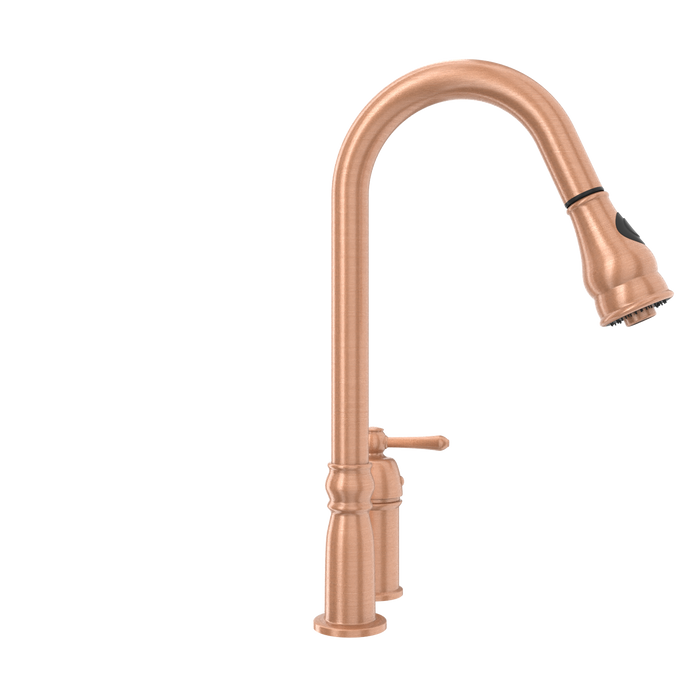 Copper Pull Out Kitchen Faucet with in-Deck Handle, Single Level Solid Brass Kitchen Sink Faucets with Pull Down Sprayer-AK97918