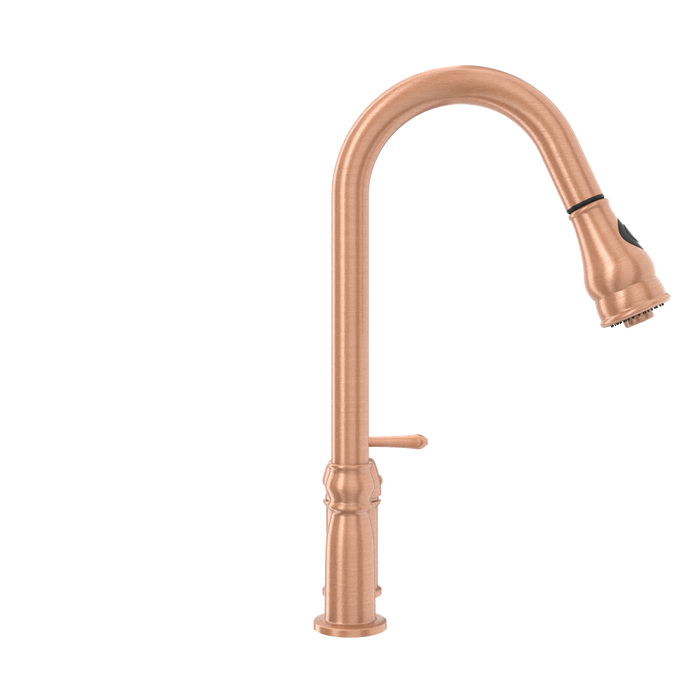 Copper Pull Out Kitchen Faucet with in-Deck Handle, Single Level Solid Brass Kitchen Sink Faucets with Pull Down Sprayer-AK97918