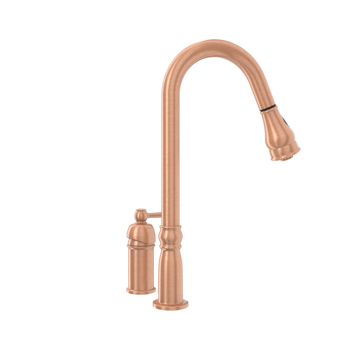 Copper Pull Out Kitchen Faucet with in-Deck Handle, Single Level Solid Brass Kitchen Sink Faucets with Pull Down Sprayer-AK97918
