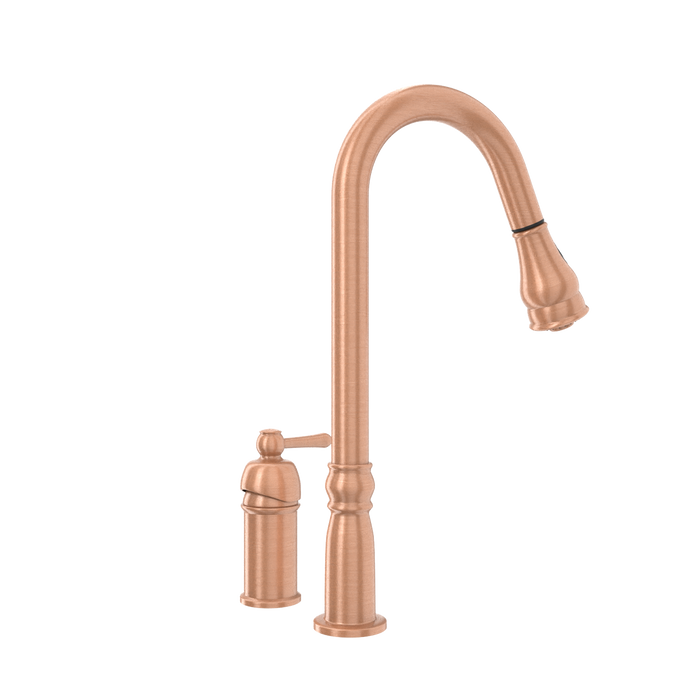 Copper Pull Out Kitchen Faucet with in-Deck Handle, Single Level Solid Brass Kitchen Sink Faucets with Pull Down Sprayer-AK97918