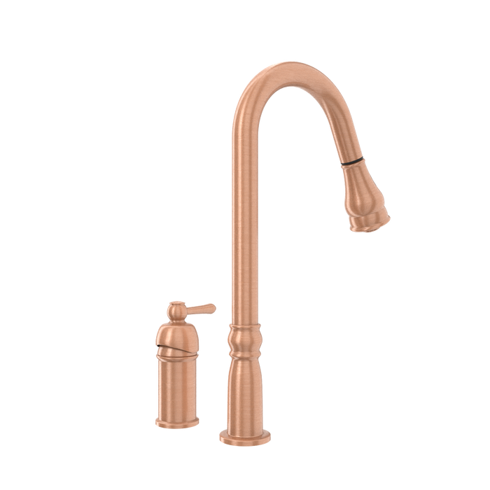 Copper Pull Out Kitchen Faucet with in-Deck Handle, Single Level Solid Brass Kitchen Sink Faucets with Pull Down Sprayer-AK97918