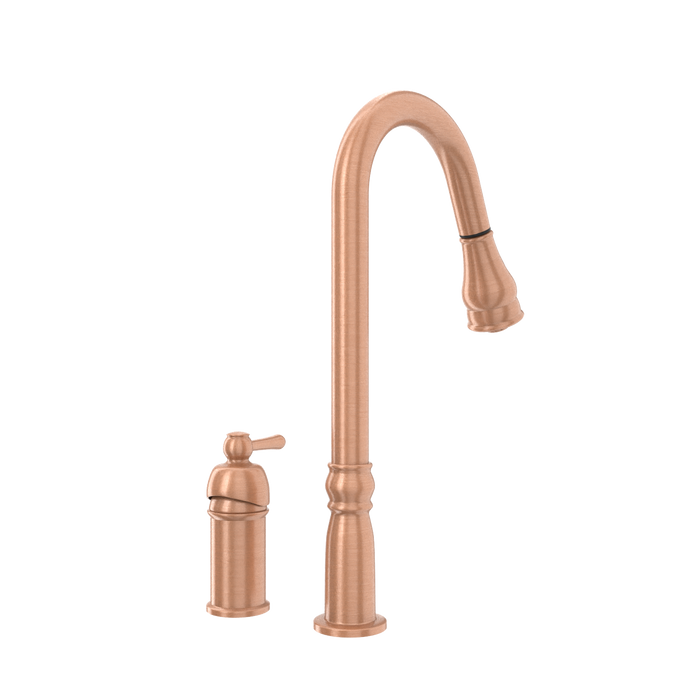 Copper Pull Out Kitchen Faucet with in-Deck Handle, Single Level Solid Brass Kitchen Sink Faucets with Pull Down Sprayer-AK97918