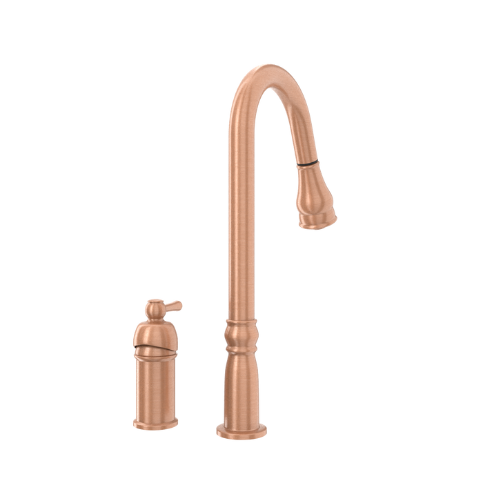 Copper Pull Out Kitchen Faucet with in-Deck Handle, Single Level Solid Brass Kitchen Sink Faucets with Pull Down Sprayer-AK97918