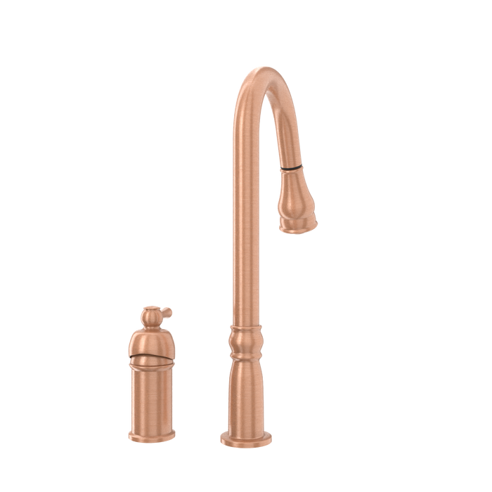 Copper Pull Out Kitchen Faucet with in-Deck Handle, Single Level Solid Brass Kitchen Sink Faucets with Pull Down Sprayer-AK97918