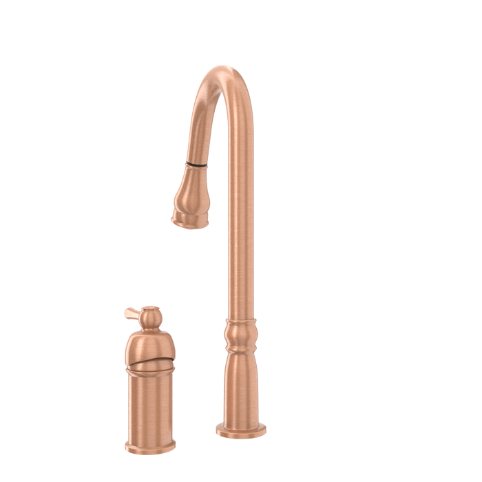 Copper Pull Out Kitchen Faucet with in-Deck Handle, Single Level Solid Brass Kitchen Sink Faucets with Pull Down Sprayer-AK97918