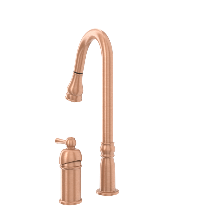 Copper Pull Out Kitchen Faucet with in-Deck Handle, Single Level Solid Brass Kitchen Sink Faucets with Pull Down Sprayer-AK97918