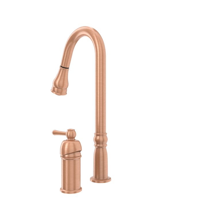 Copper Pull Out Kitchen Faucet with in-Deck Handle, Single Level Solid Brass Kitchen Sink Faucets with Pull Down Sprayer-AK97918