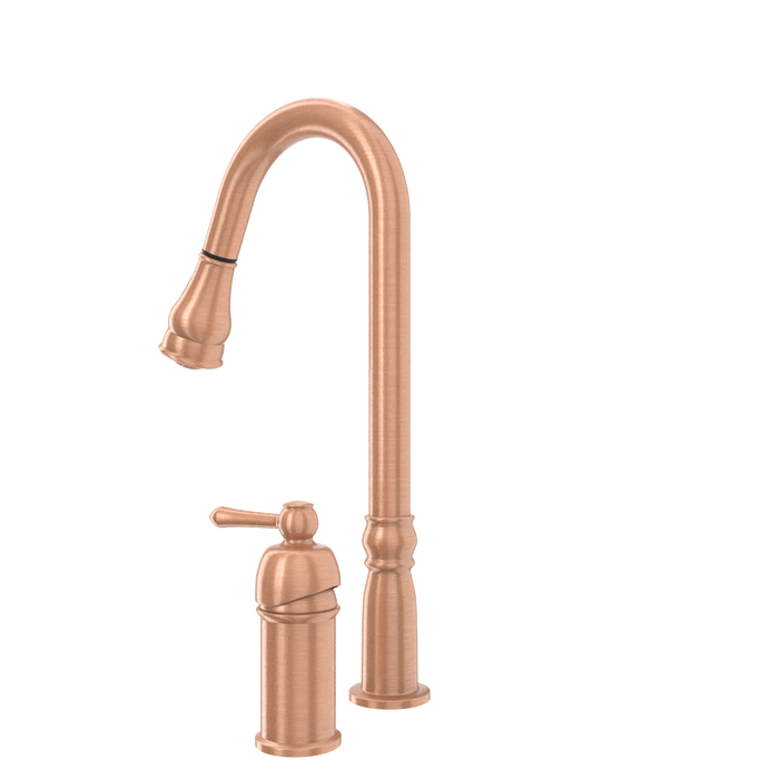 Copper Pull Out Kitchen Faucet with in-Deck Handle, Single Level Solid Brass Kitchen Sink Faucets with Pull Down Sprayer-AK97918