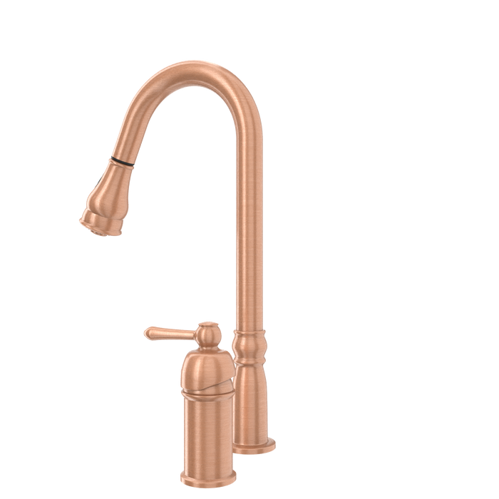 Copper Pull Out Kitchen Faucet with in-Deck Handle, Single Level Solid Brass Kitchen Sink Faucets with Pull Down Sprayer-AK97918