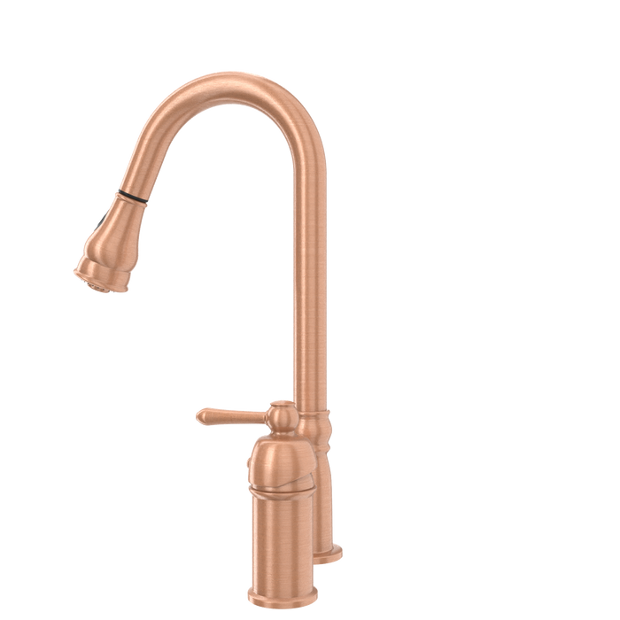 Copper Pull Out Kitchen Faucet with in-Deck Handle, Single Level Solid Brass Kitchen Sink Faucets with Pull Down Sprayer-AK97918