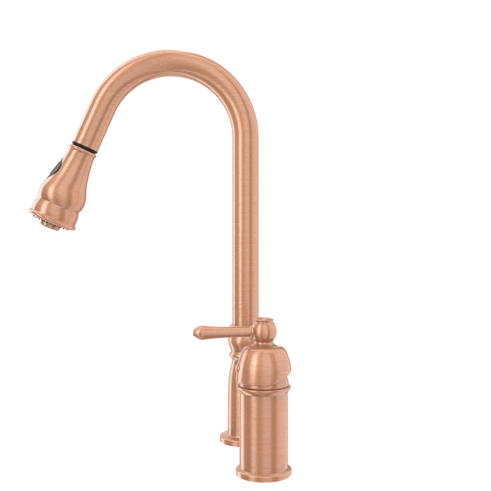 Copper Pull Out Kitchen Faucet with in-Deck Handle, Single Level Solid Brass Kitchen Sink Faucets with Pull Down Sprayer-AK97918